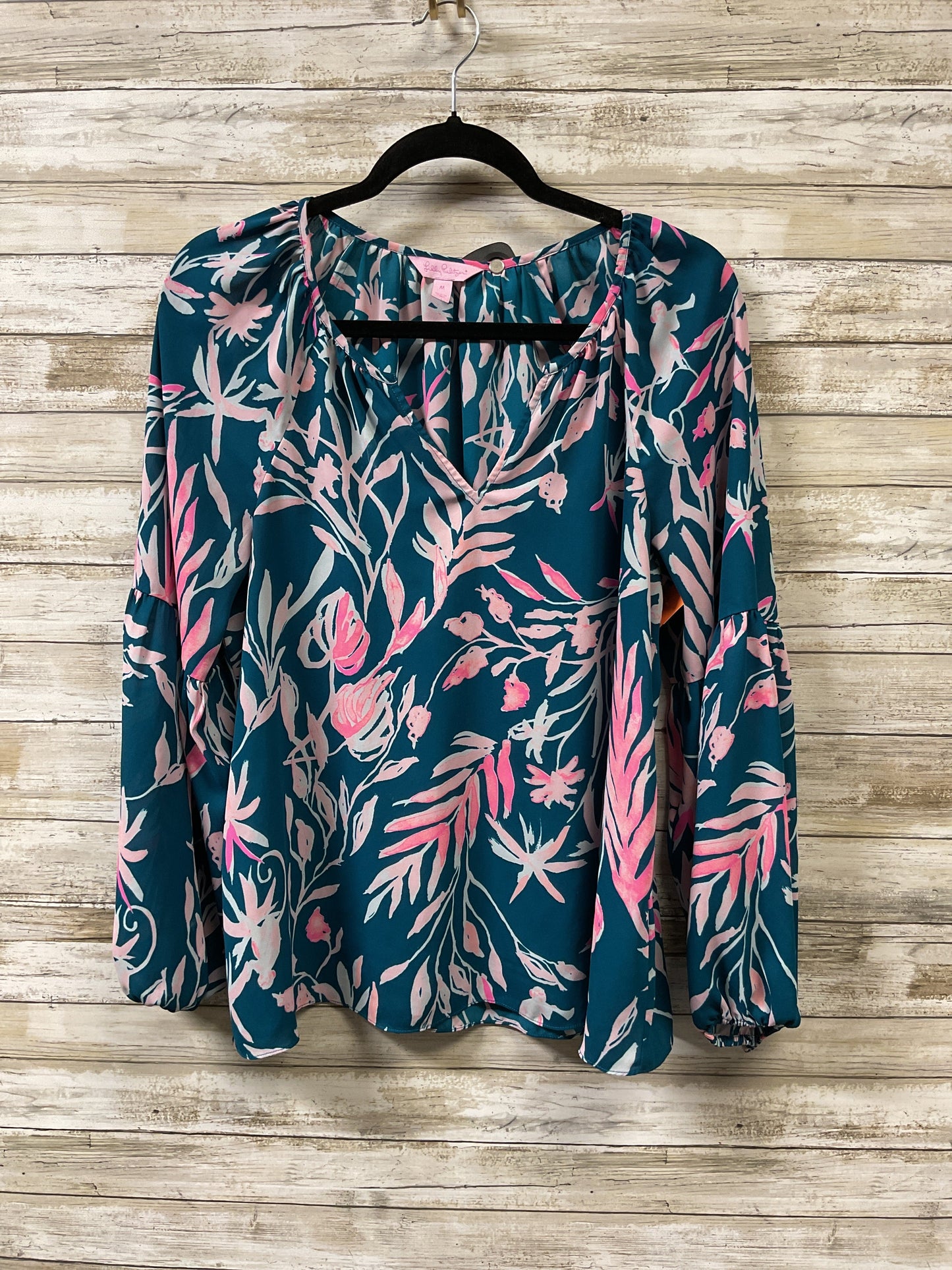 Blouse Designer By Lilly Pulitzer In Green & Pink, Size:M