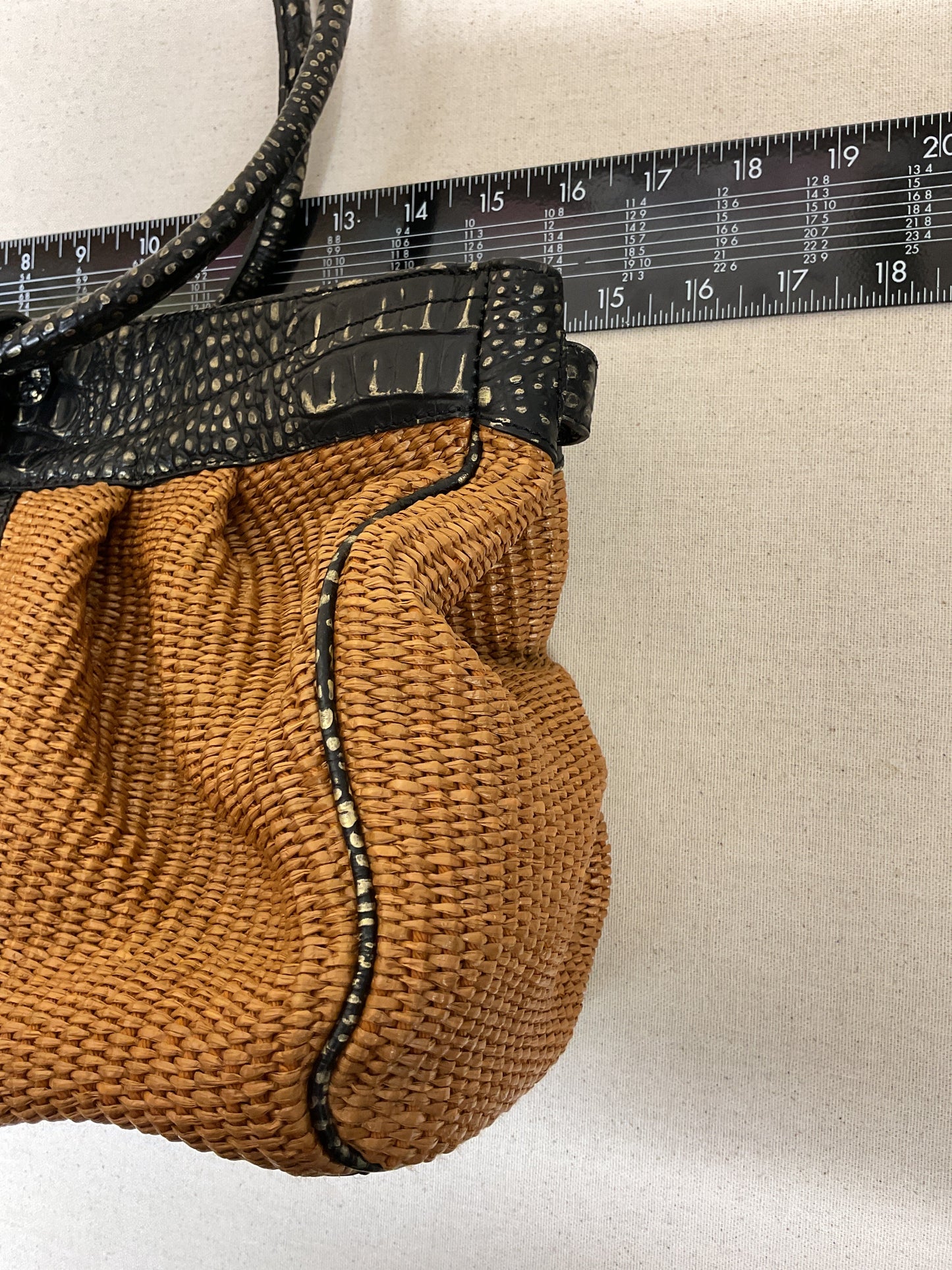 Handbag Designer By Brahmin In Black & Brown, Size:Medium