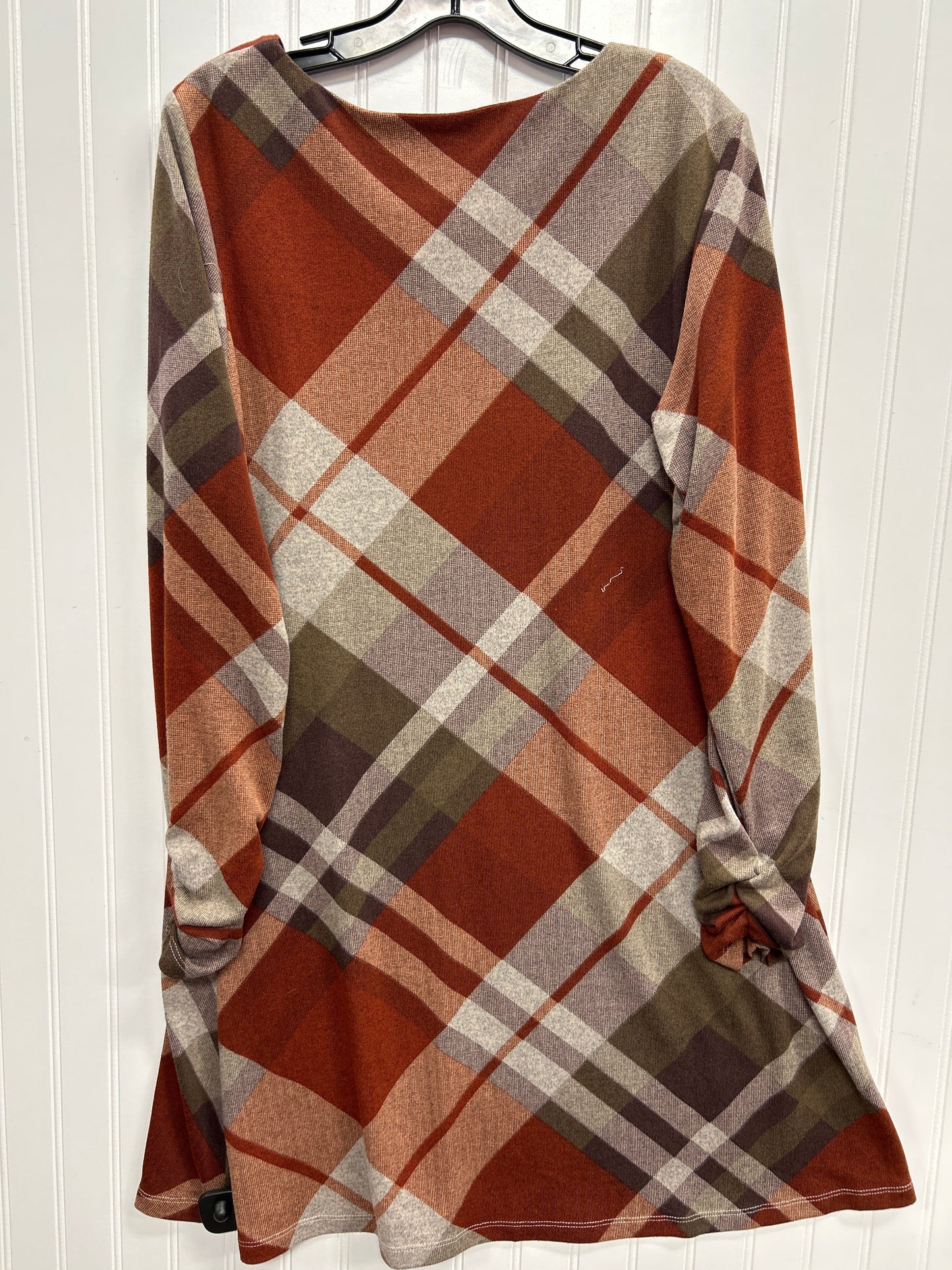Dress Casual Midi By R And K Originals In Plaid Pattern, Size:Xl