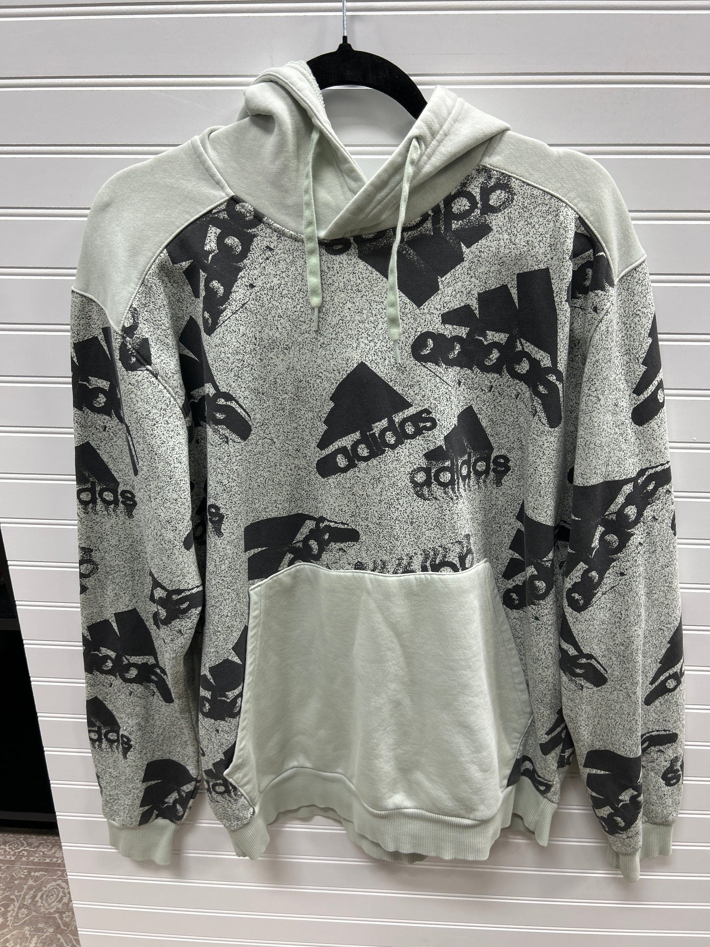 Athletic Sweatshirt Hoodie By Adidas In Green, Size:L