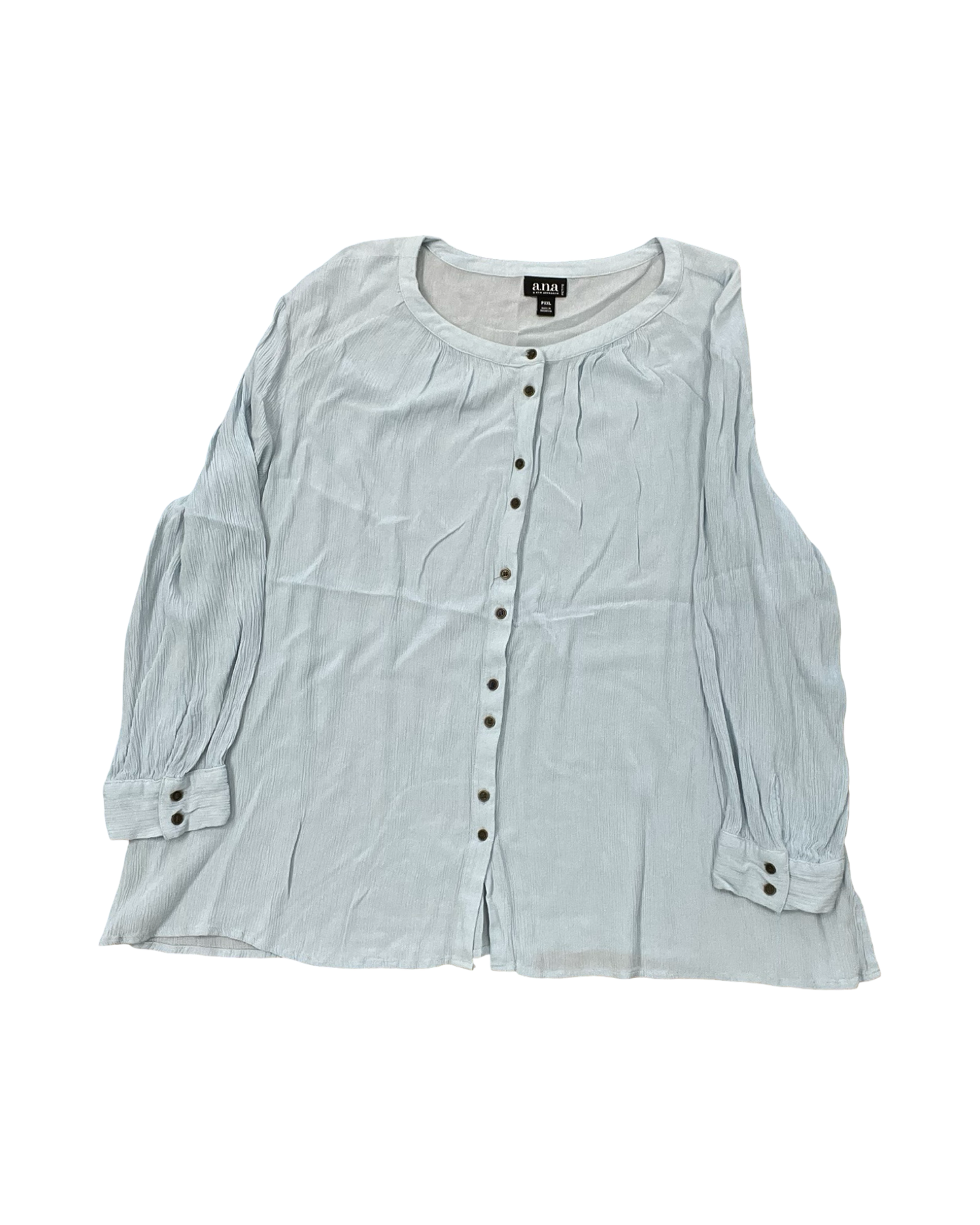 Blouse Ls By Ana In Blue, Size:1X