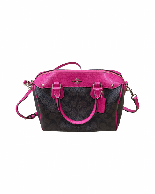 Handbag Designer By Coach In Brown & Pink, Size:Small