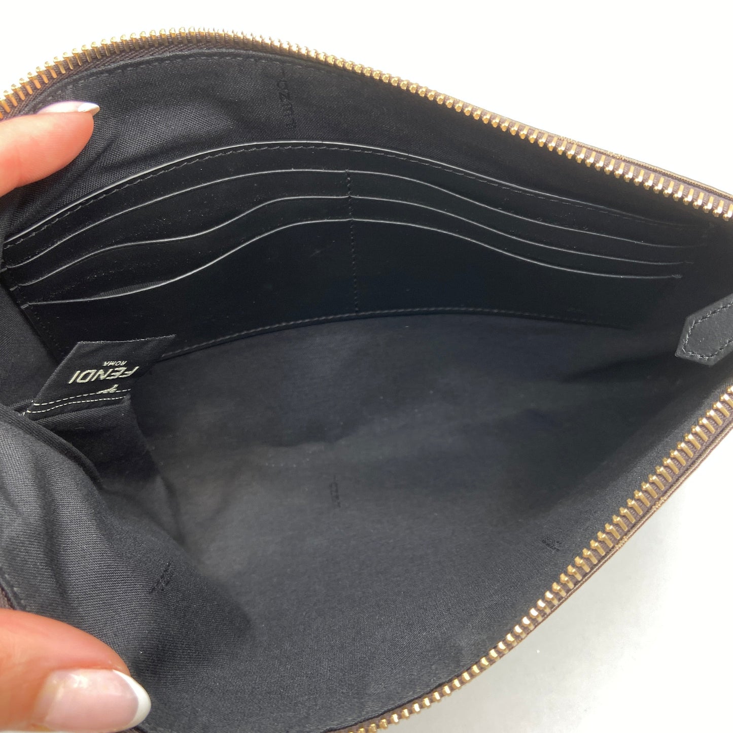 Clutch Luxury Designer By Fendi, Size: Large