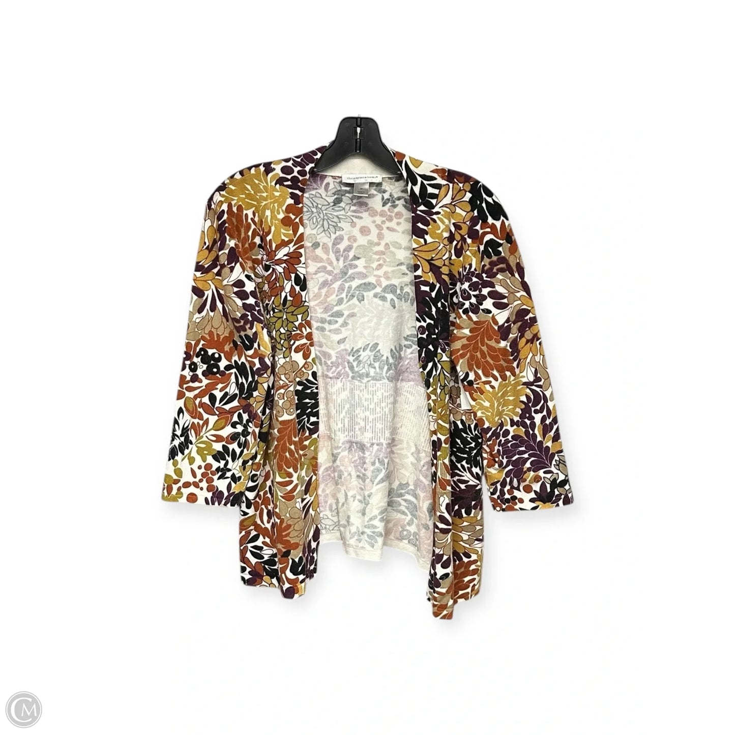 Sweater Cardigan By Christopher And Banks In Floral Print, Size: M