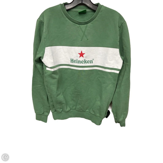 Sweatshirt Crewneck By Clothes Mentor In Green & White, Size: M