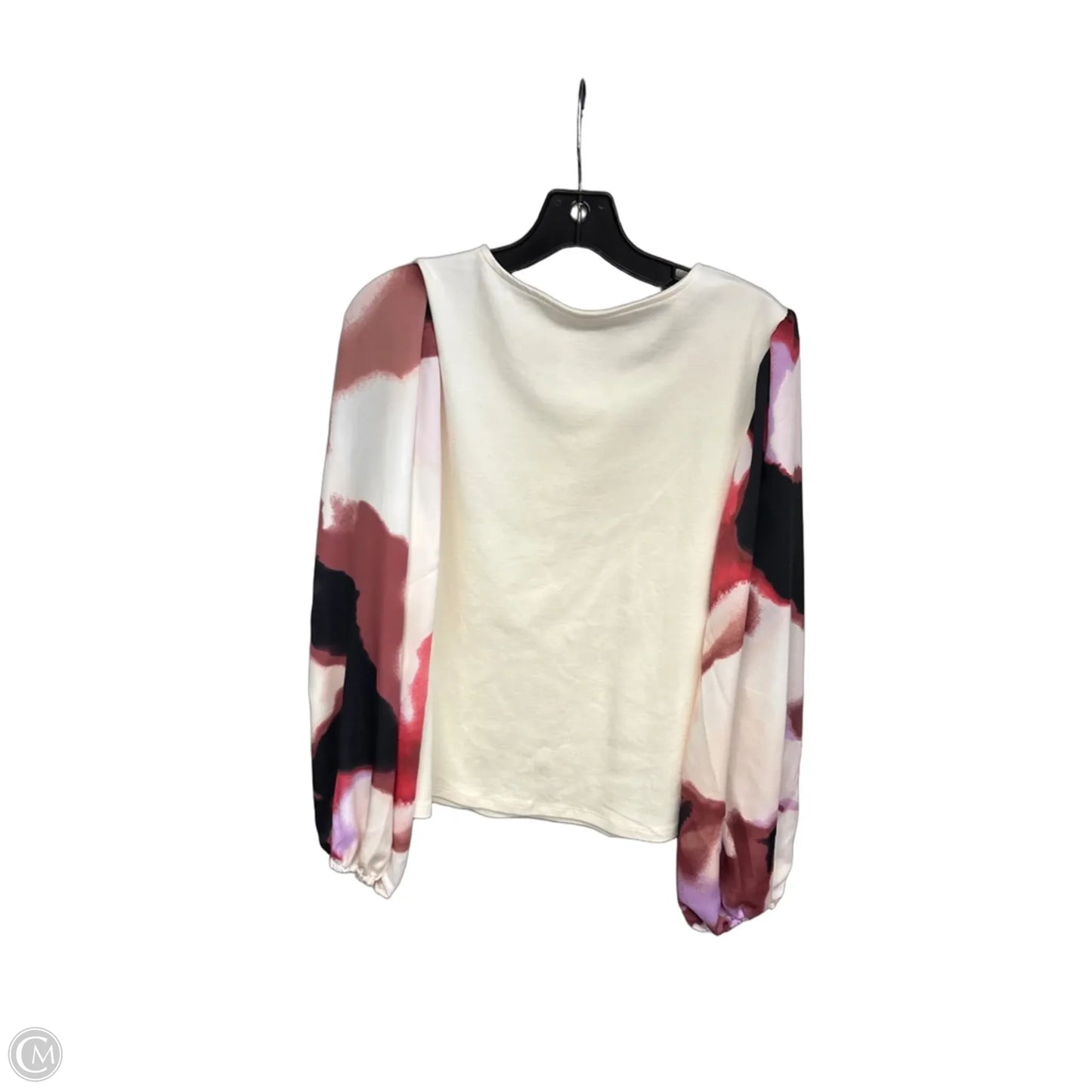 Top Long Sleeve By Nine West Apparel In Cream & Red, Size: L