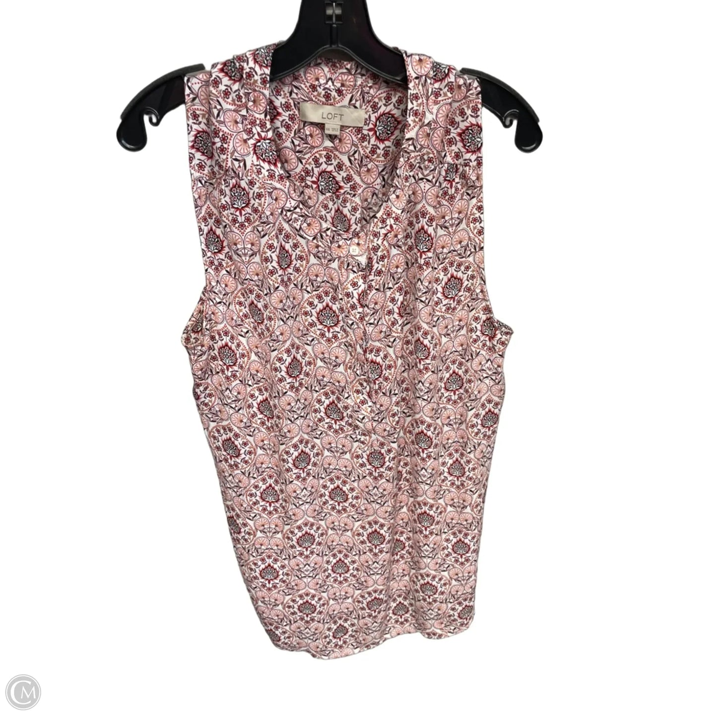 Top Sleeveless By Loft In Orange & White, Size: Xxl