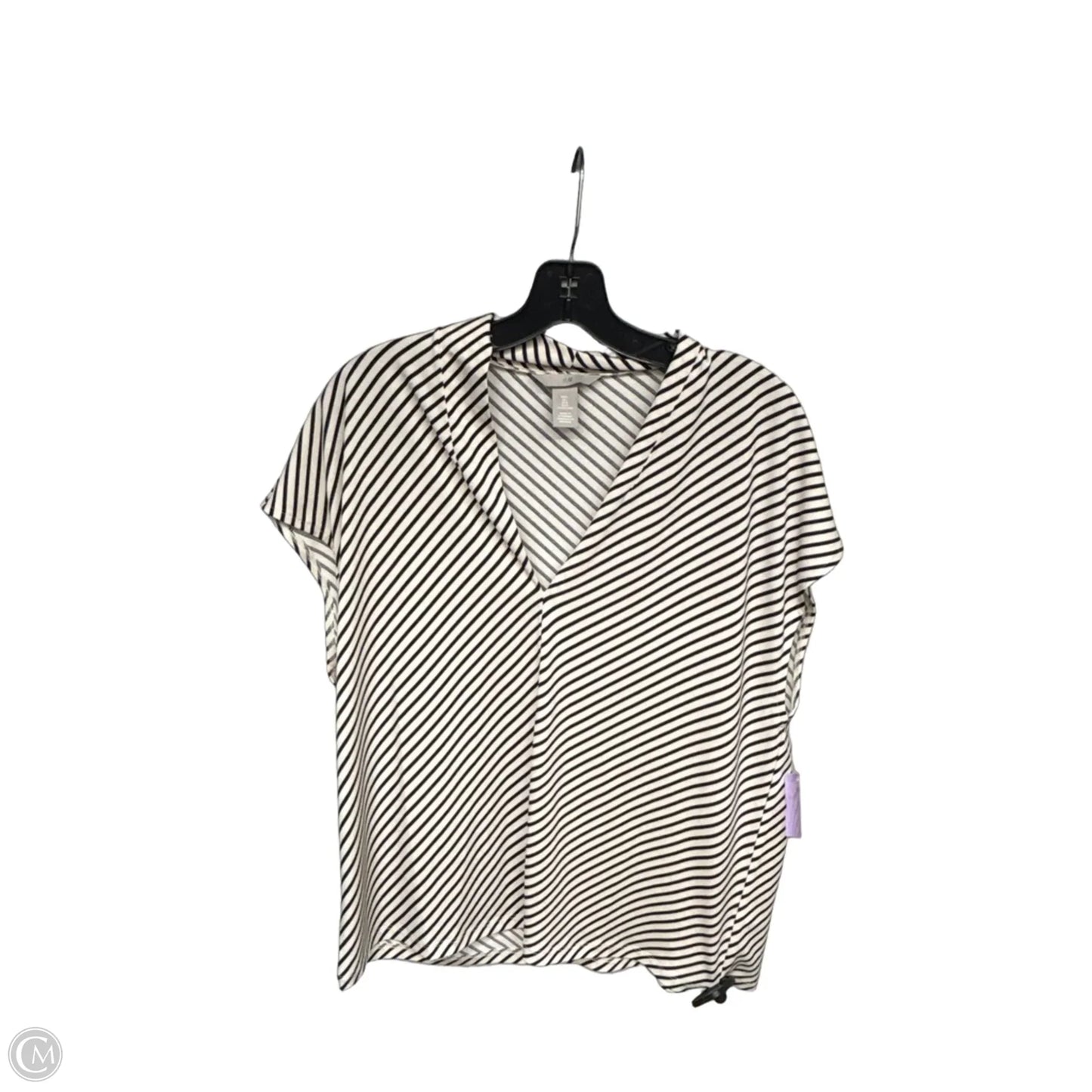Top Short Sleeve By H&m In Striped Pattern, Size: L