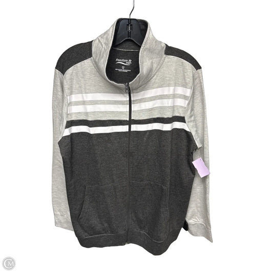 Athletic Jacket By Clothes Mentor In Grey & White, Size: L