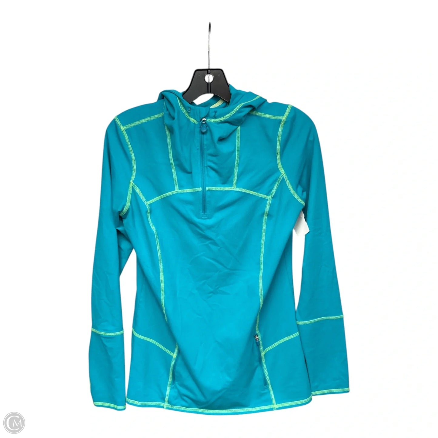 Athletic Top Long Sleeve Hoodie By Kirkland In Aqua, Size: S