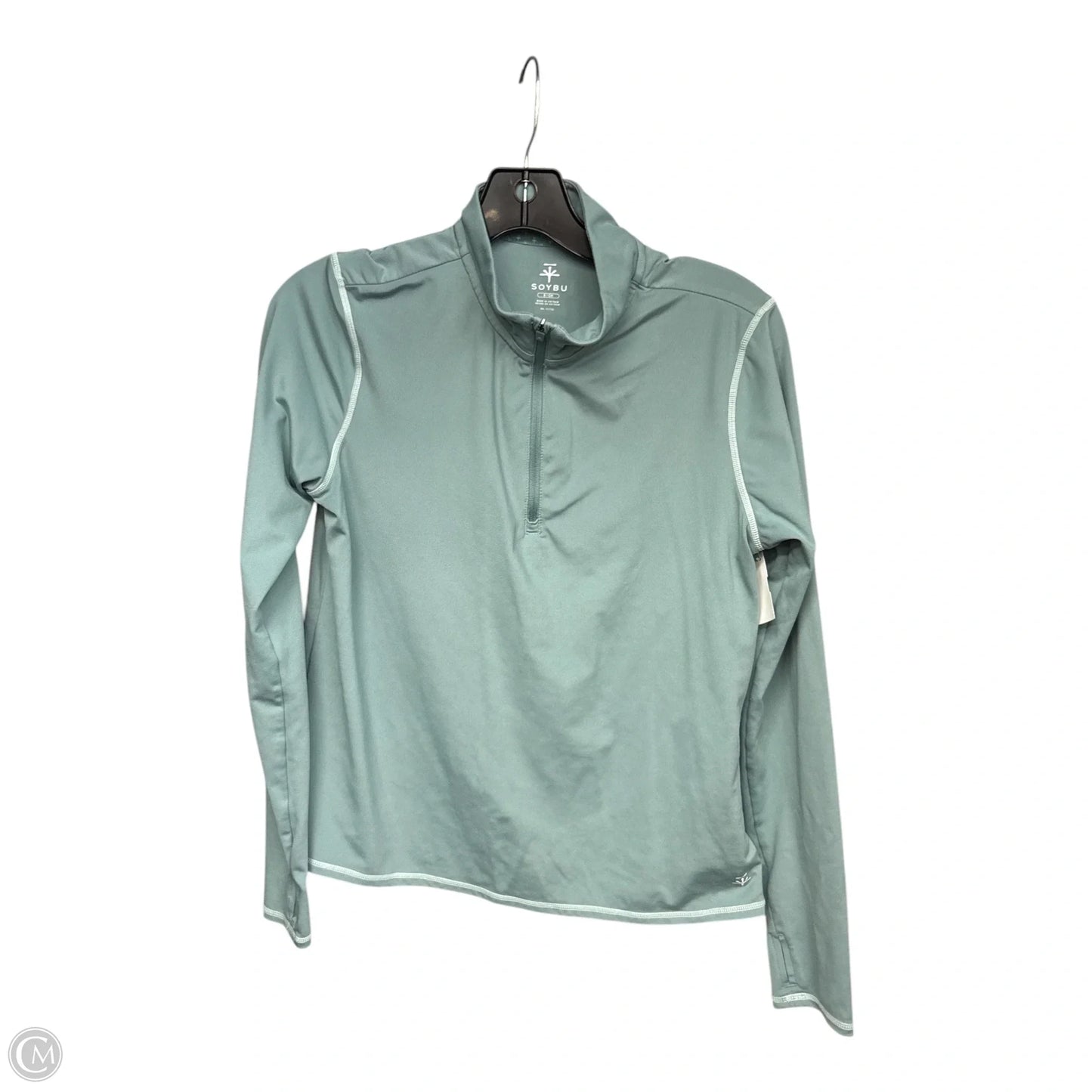 Athletic Top Long Sleeve Collar By Soybu In Green, Size: S
