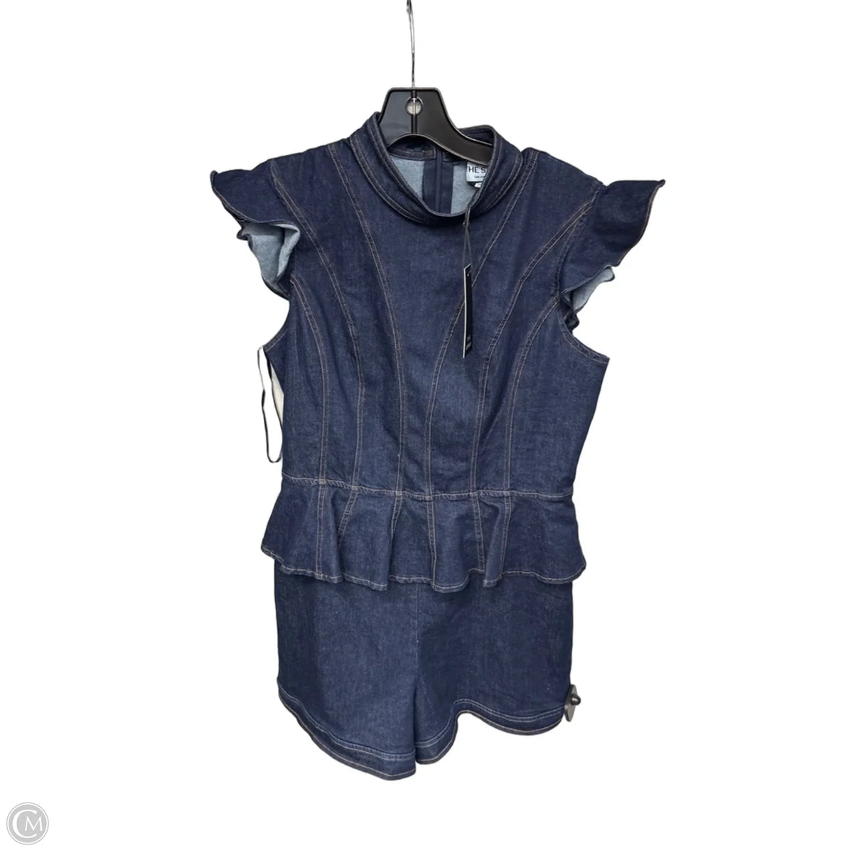 Romper By Clothes Mentor In Blue Denim, Size: L