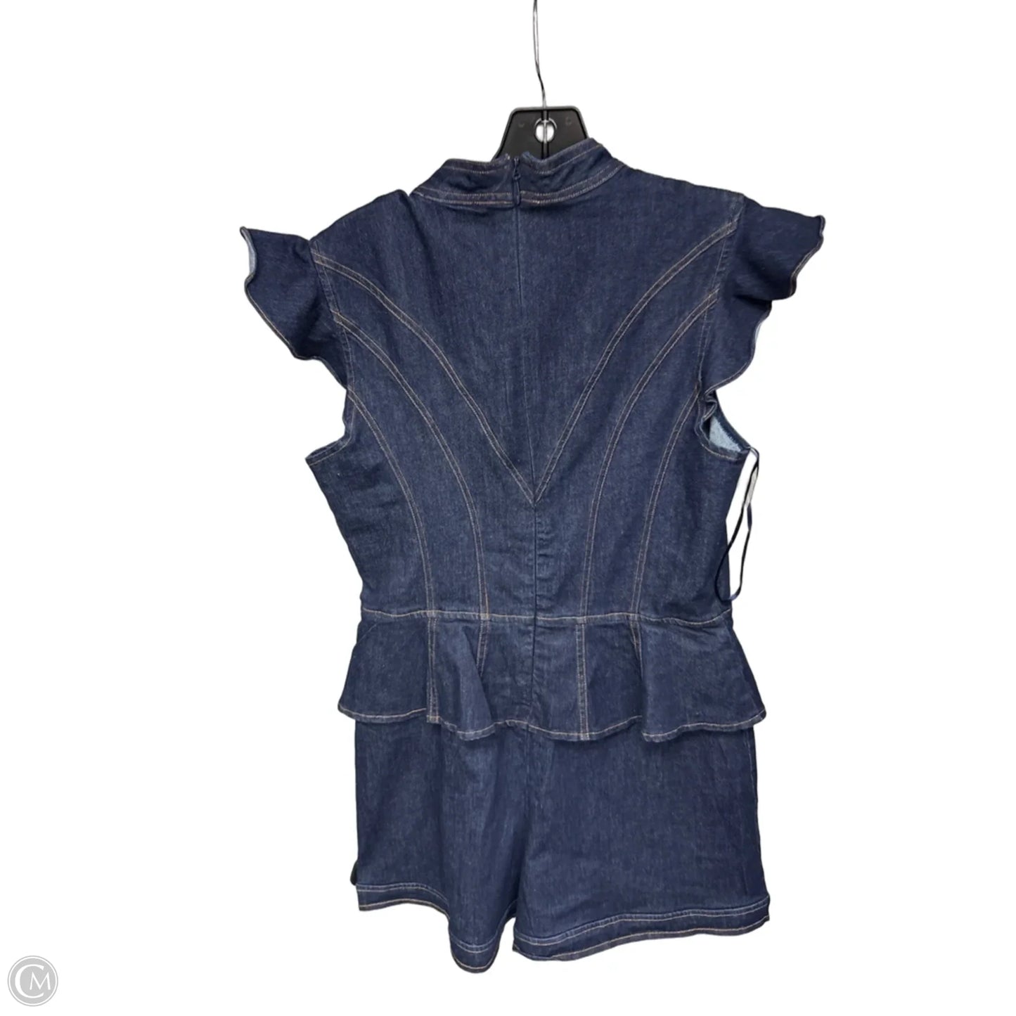 Romper By Clothes Mentor In Blue Denim, Size: L