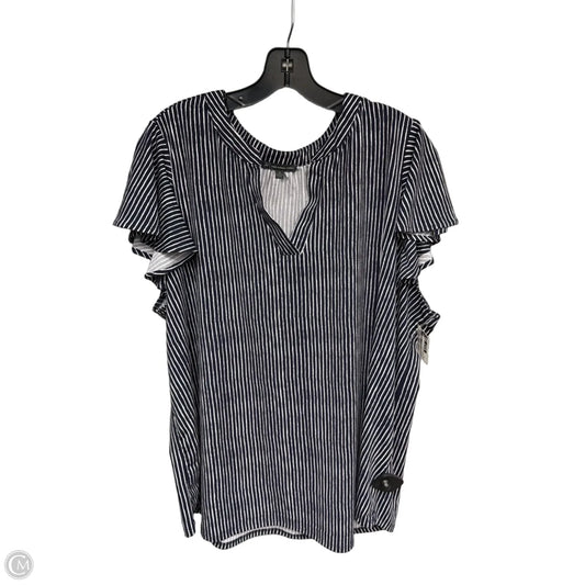 Top Short Sleeve By Adrianna Papell In Striped Pattern, Size: 1x