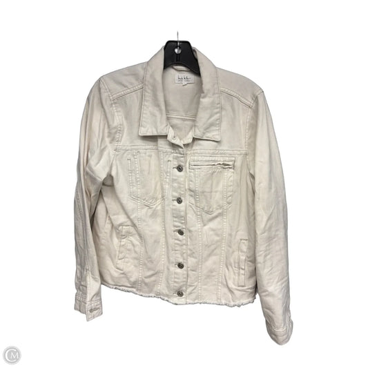 Jacket Denim By Nicole Miller In Cream, Size: L