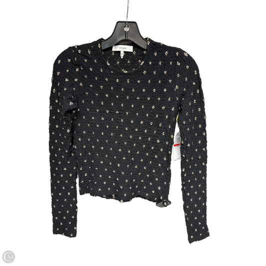 Top Long Sleeve By Frame In Black & Gold, Size: Xs