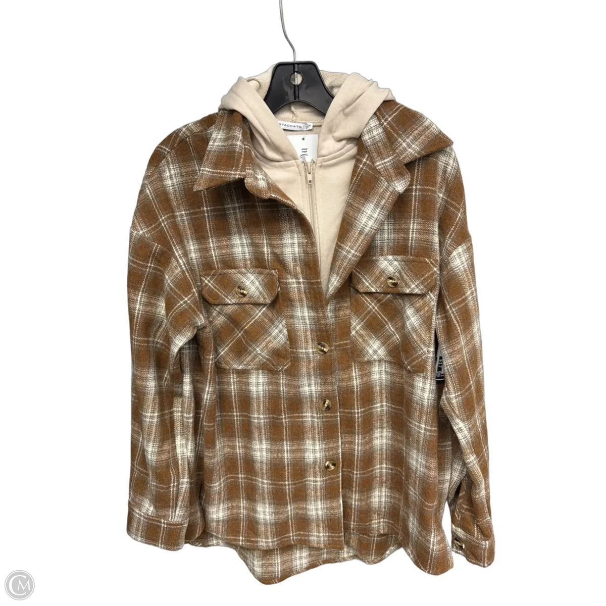 Jacket Shirt By Staccato In Brown, Size: S