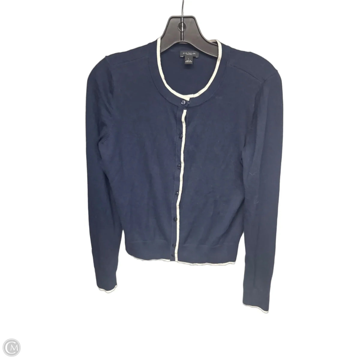 Cardigan By Ann Taylor In Blue & White, Size: L