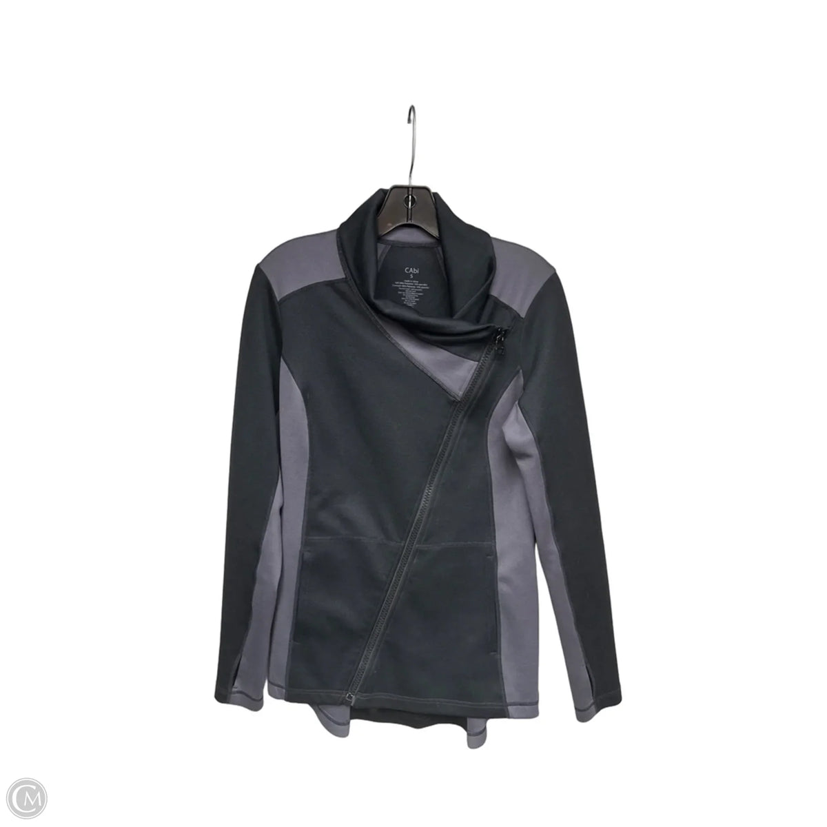 Athletic Jacket By Cabi In Black & Grey, Size: S