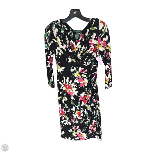 Dress Party Midi By Lauren By Ralph Lauren In Black & Pink, Size: 2