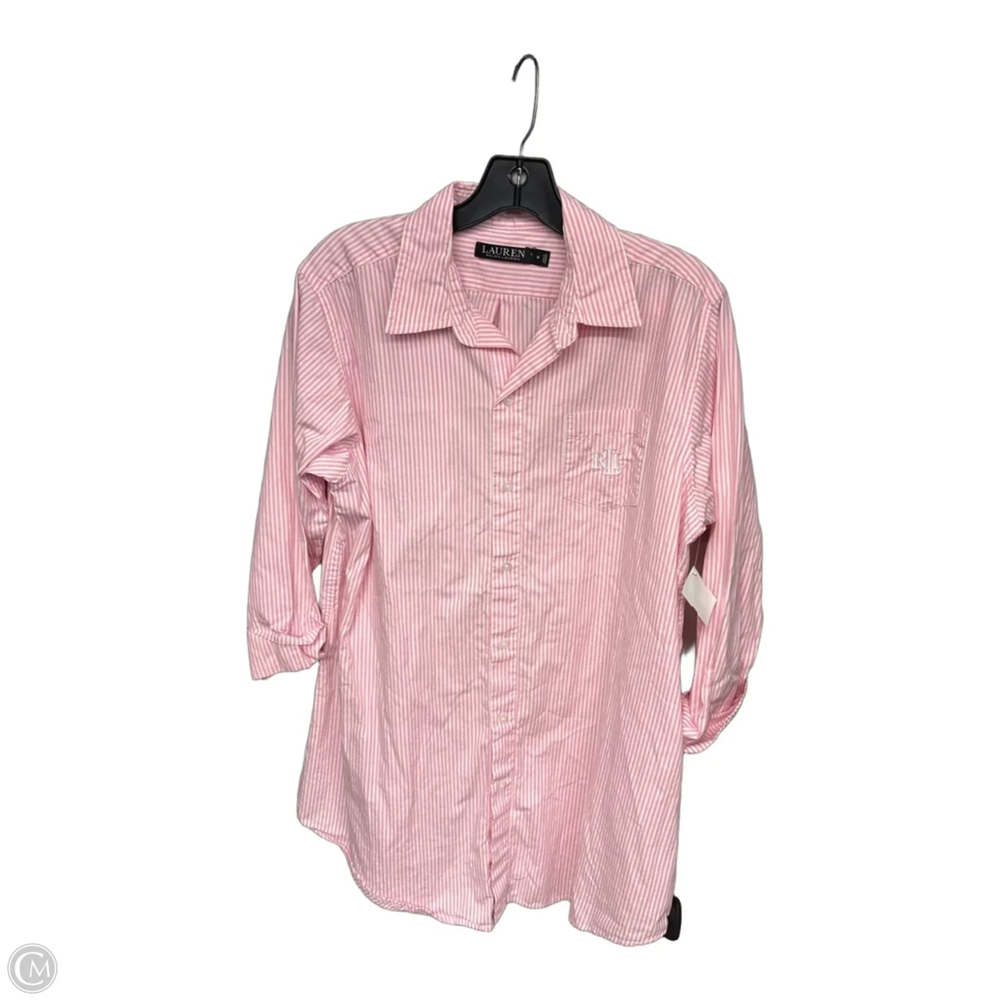 Dress Casual Short By Lauren By Ralph Lauren In Pink & White, Size: M