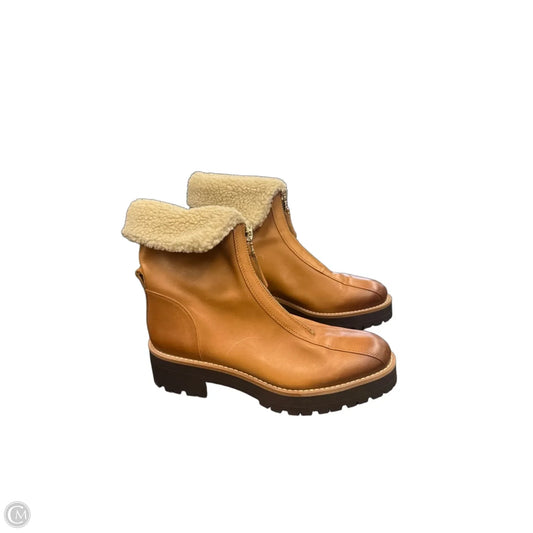Boots Ankle Heels By Sam Edelman In Brown & Cream, Size: 9