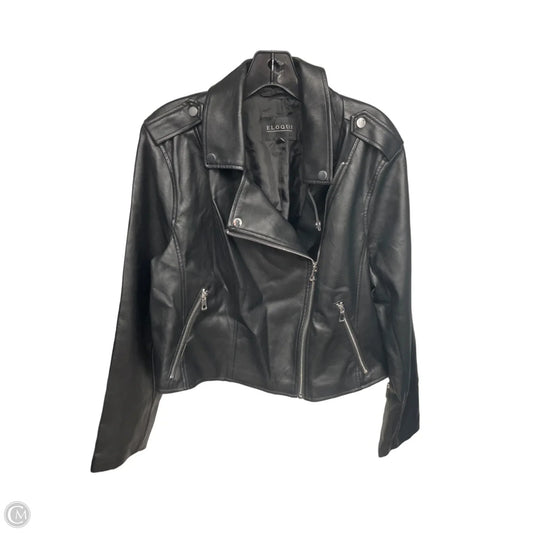 Jacket Leather By Eloquii In Black, Size: 14