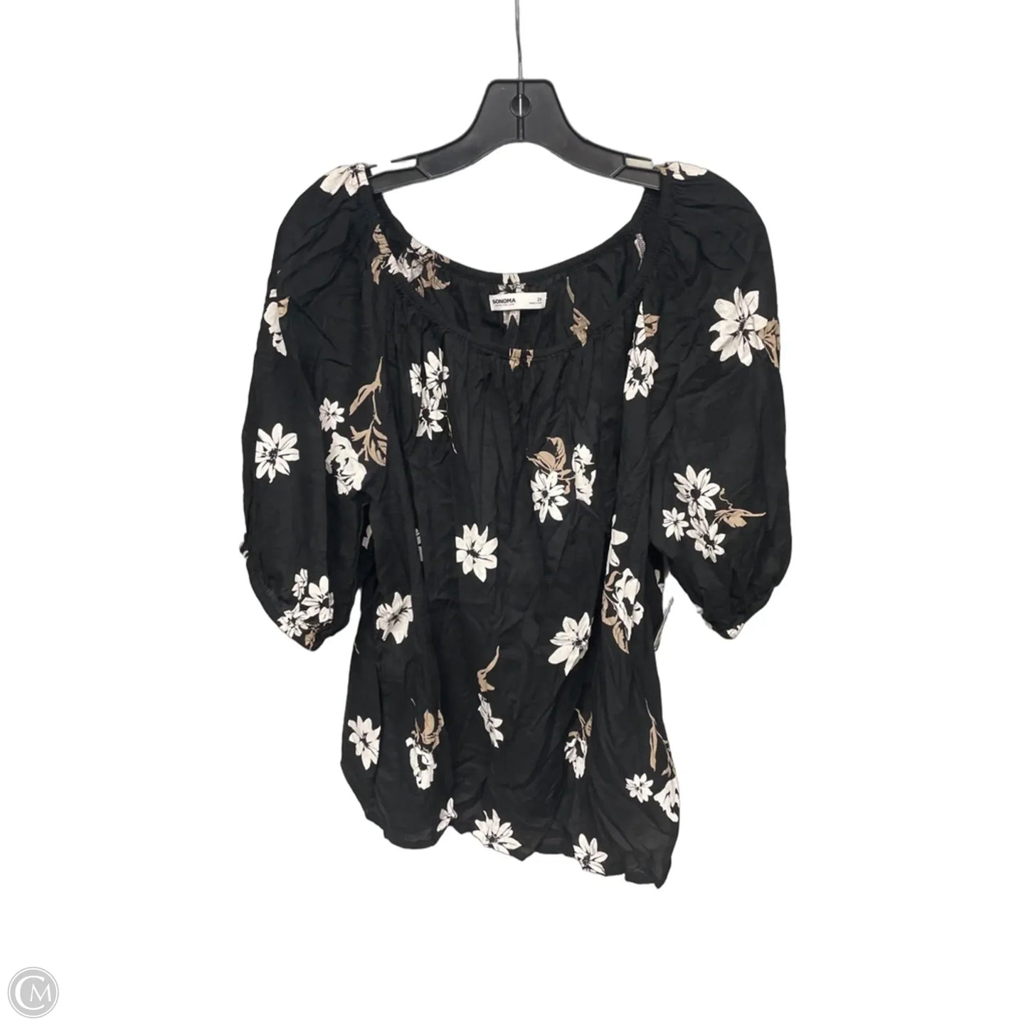 Top Short Sleeve By Sonoma In Black & Cream, Size: 2x
