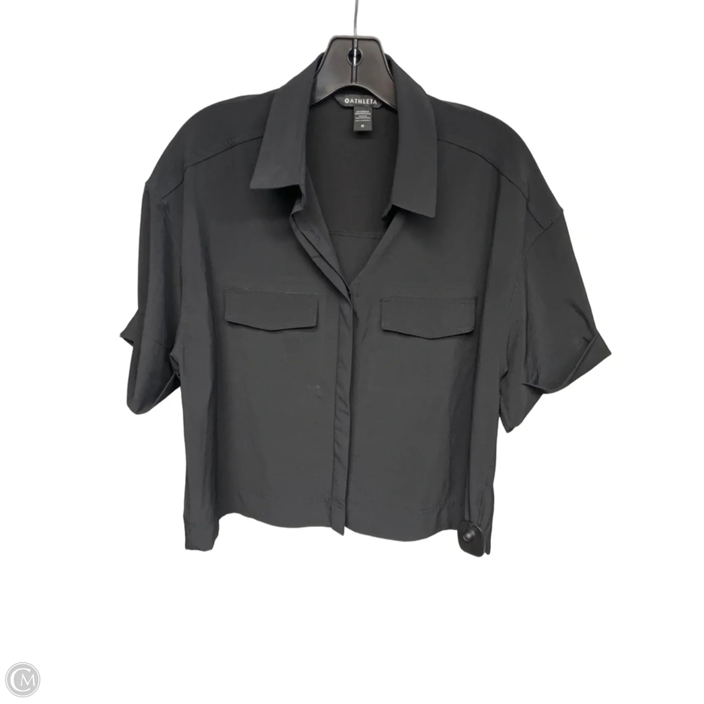 Athletic Top Short Sleeve By Athleta In Black, Size: M