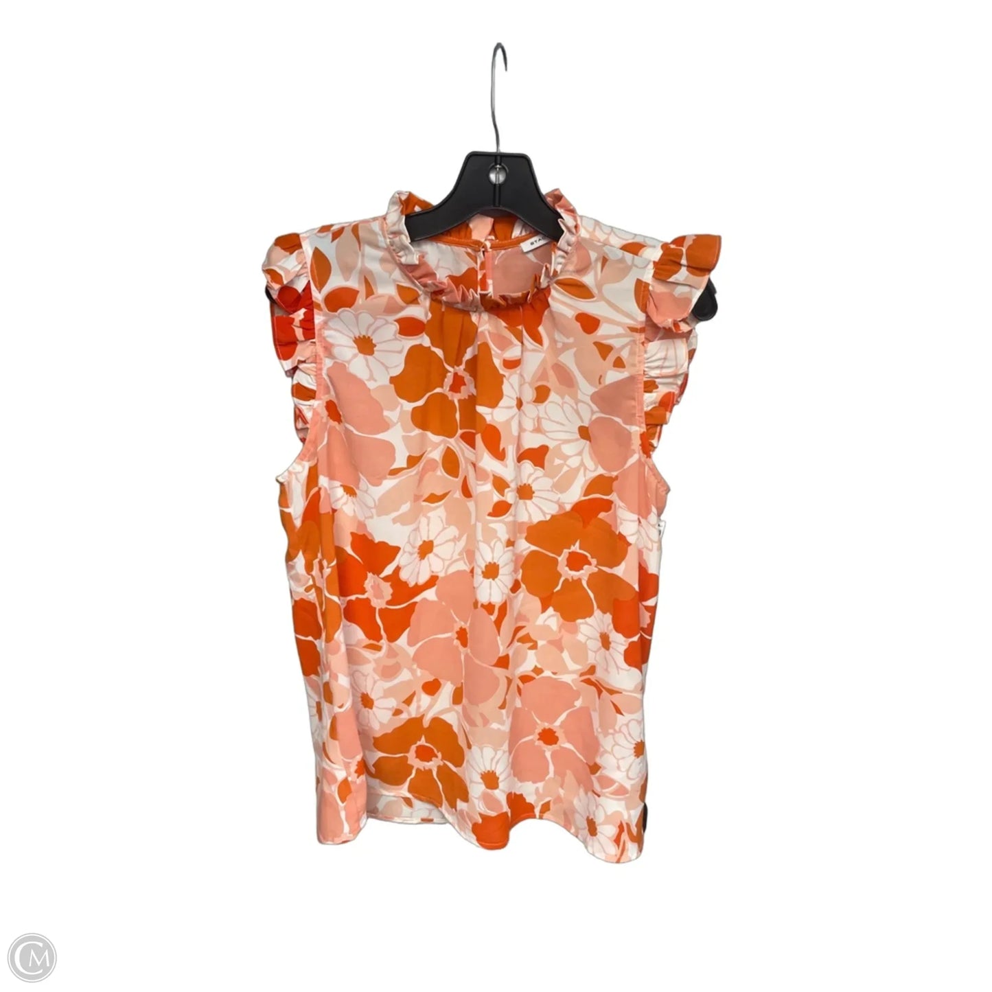 Top Sleeveless By Staccato In Orange & White, Size: M