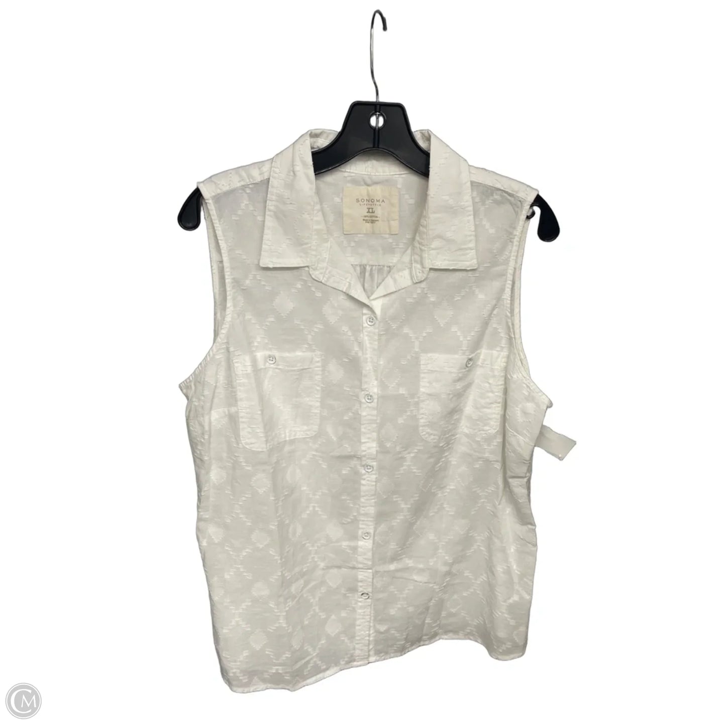 Top Sleeveless By Sonoma In White, Size: Xl