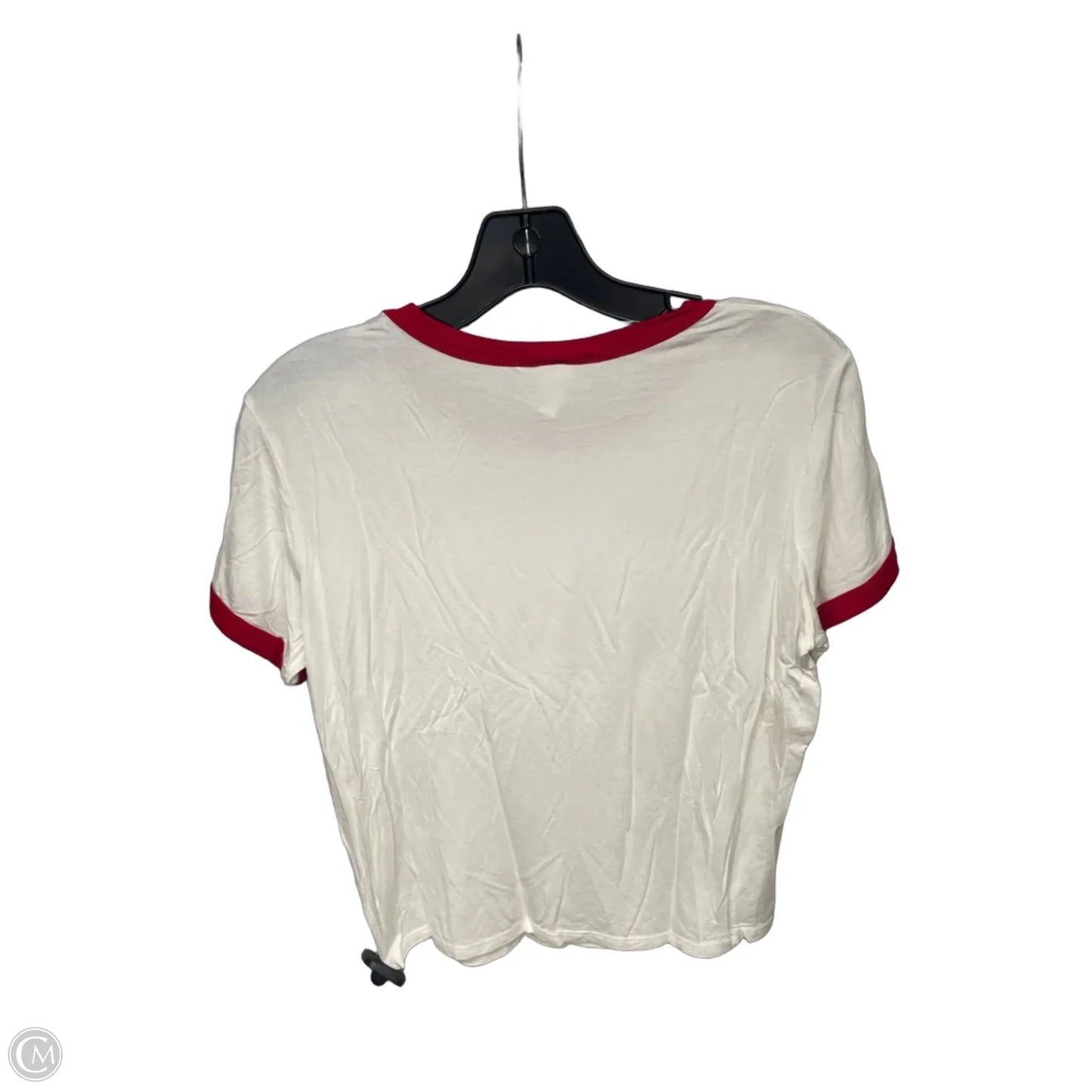 Top Short Sleeve By Gaze In Red & White, Size: L
