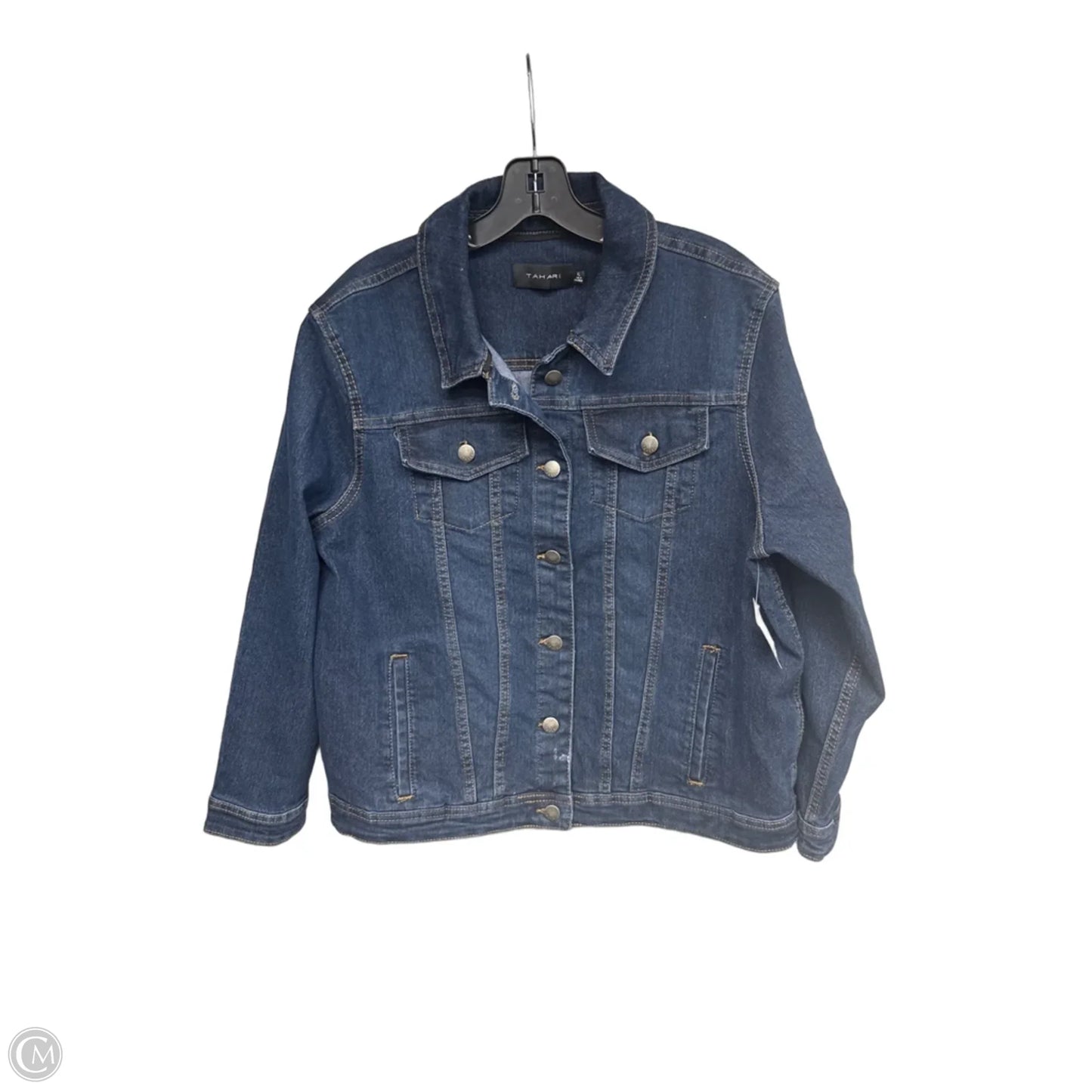 Jacket Denim By Tahari In Blue Denim, Size: Xl