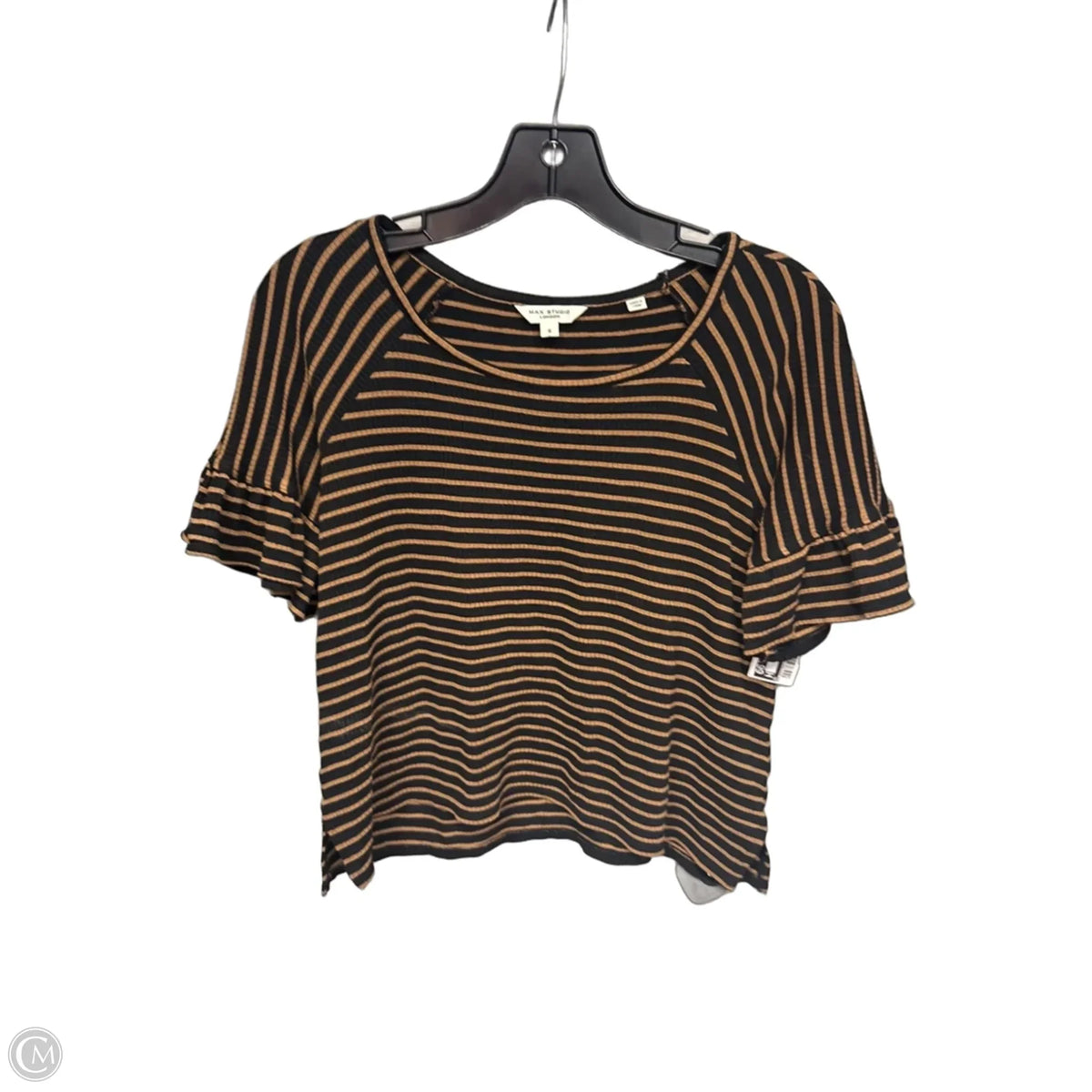 Top Short Sleeve By Max Studio In Black & Brown, Size: S