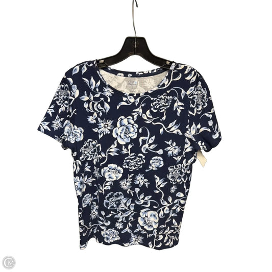 Top Short Sleeve By Croft And Barrow In Blue & White, Size: S