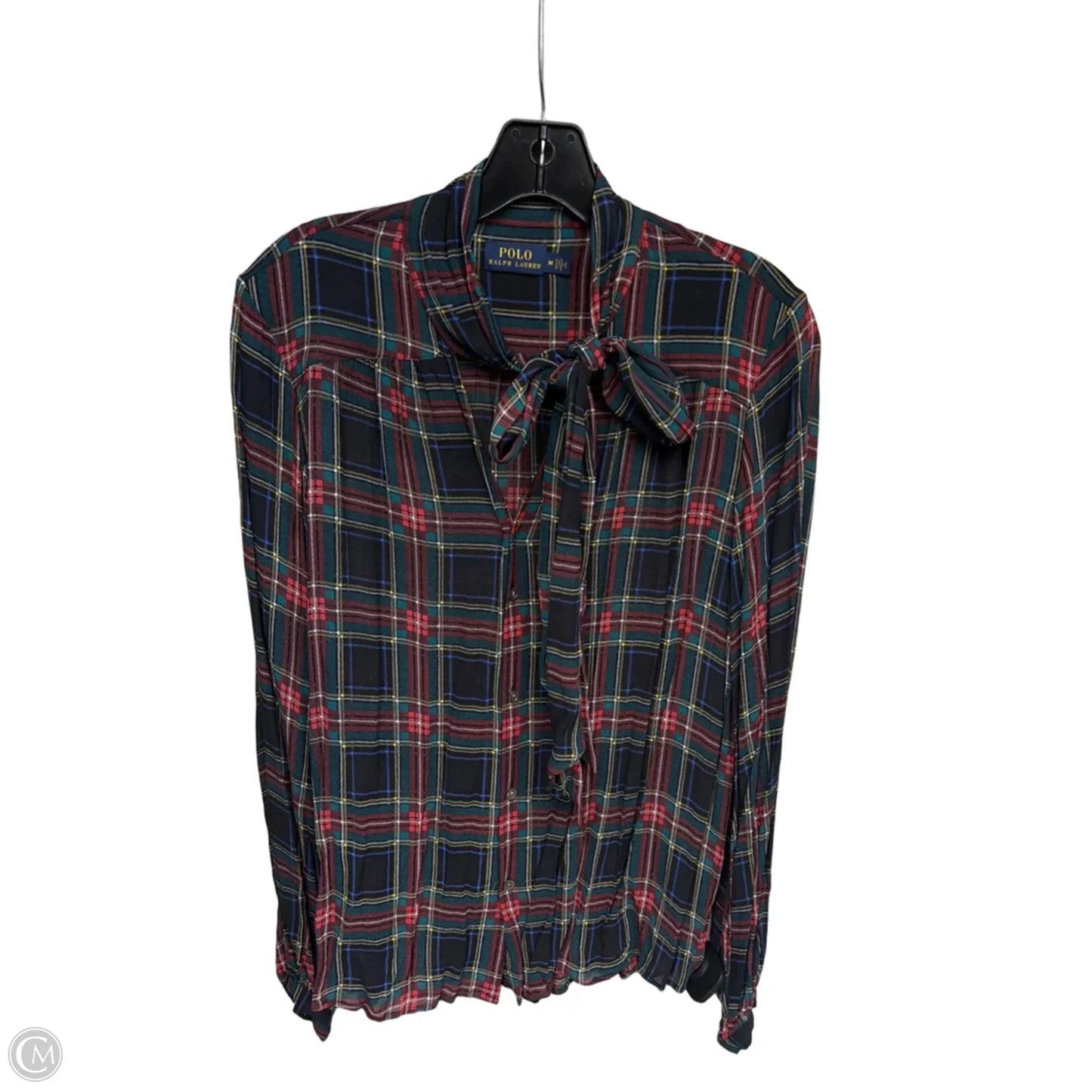 Top Long Sleeve By Polo Ralph Lauren In Plaid Pattern, Size: M