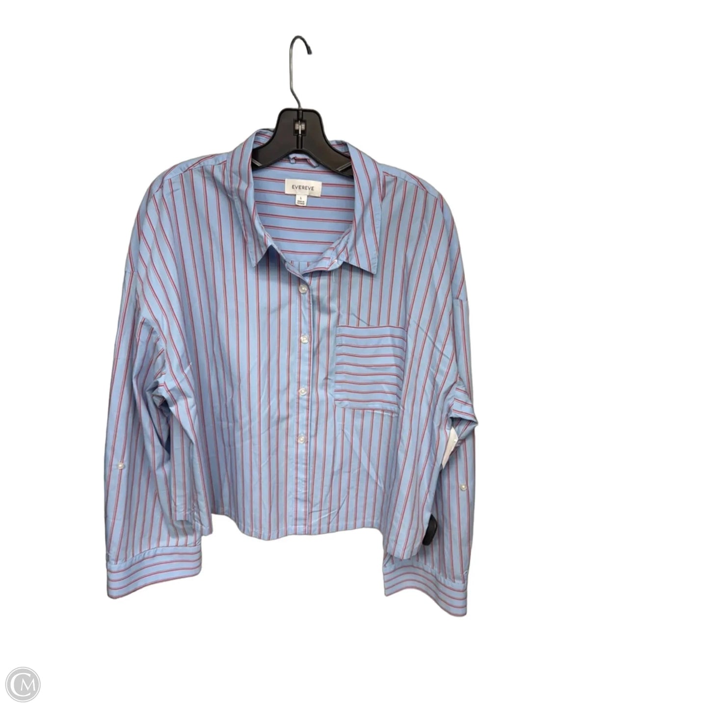Top Long Sleeve By Evereve In Blue & Red, Size: L