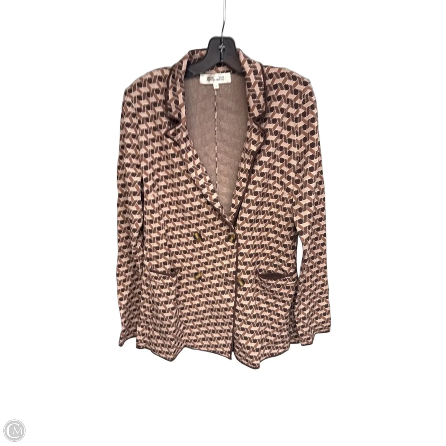 Blazer Designer By Diane Von Furstenberg In Brown & Pink, Size: 10