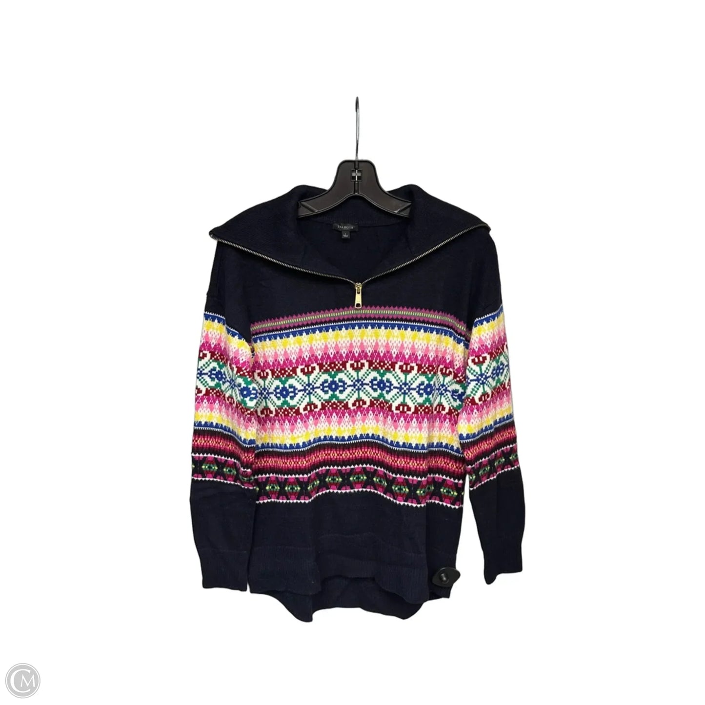 Sweater By Talbots In Black & Pink, Size: S
