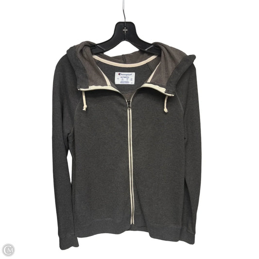 Athletic Sweatshirt Hoodie By Champion In Grey, Size: L