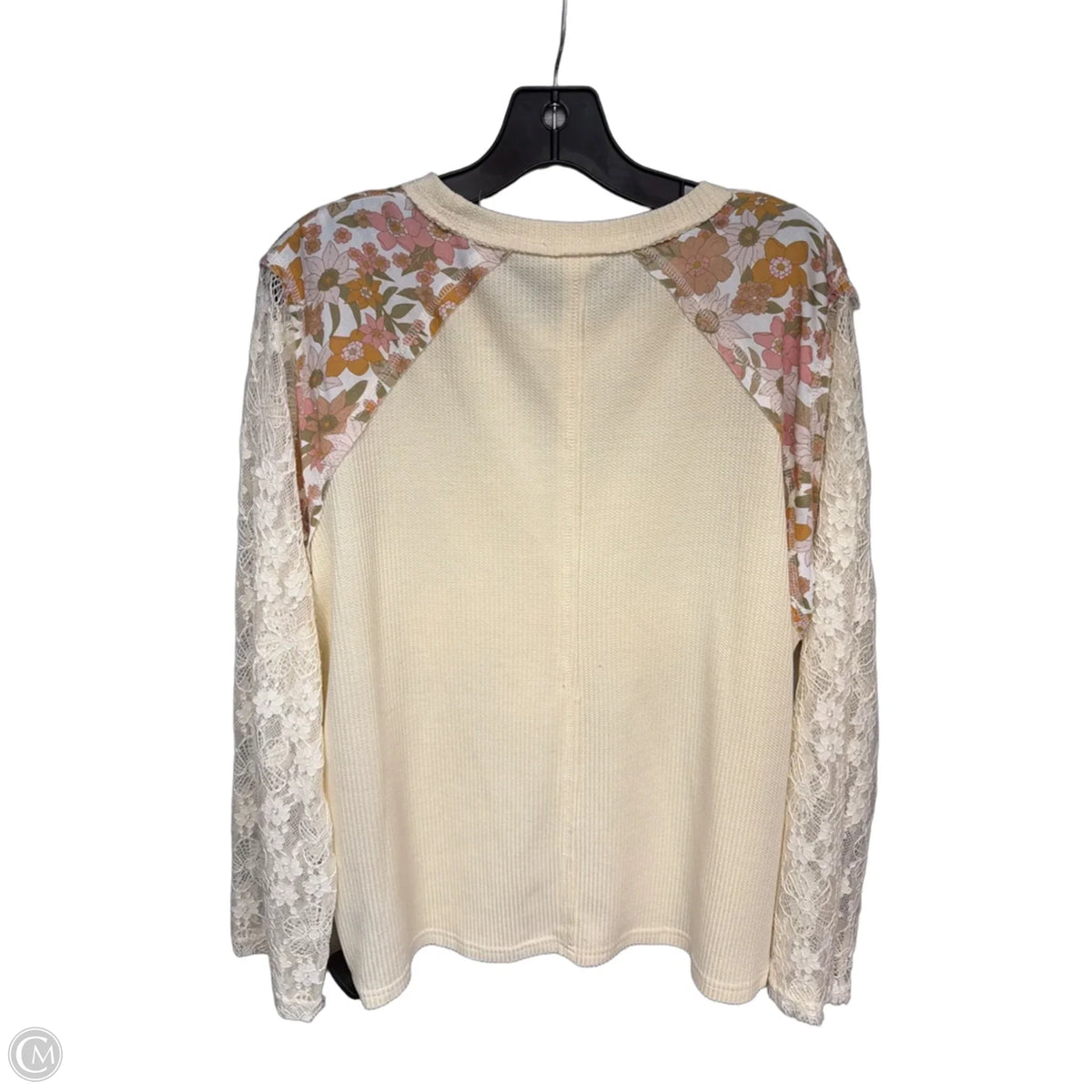 Top Long Sleeve By Pol In Cream & Pink, Size: M
