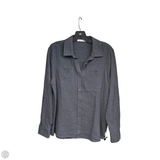 Top Long Sleeve By Calvin Klein In Grey, Size: M