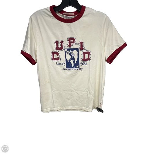 Top Short Sleeve By Scotch & Soda In Cream & Red, Size: M
