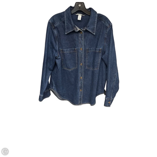 Jacket Denim By H&m In Blue Denim, Size: L