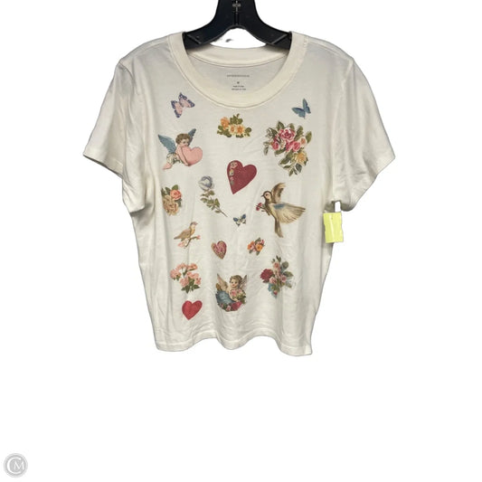 Top Short Sleeve By Anthropologie In Cream, Size: M