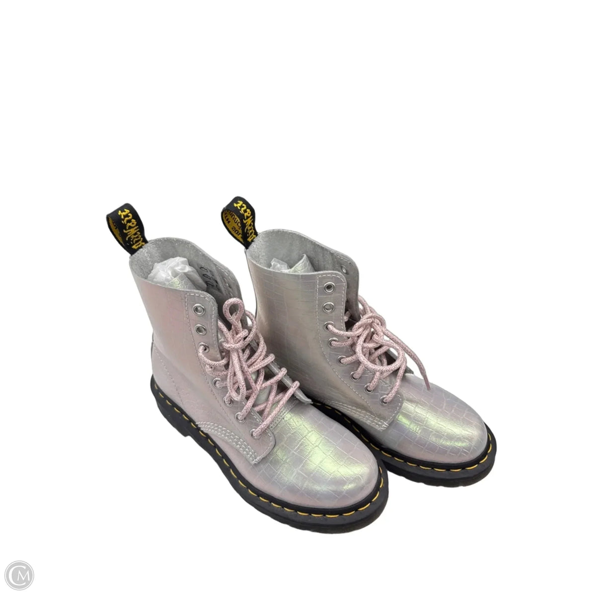 Boots Designer By Dr Martens In Silver, Size: 6