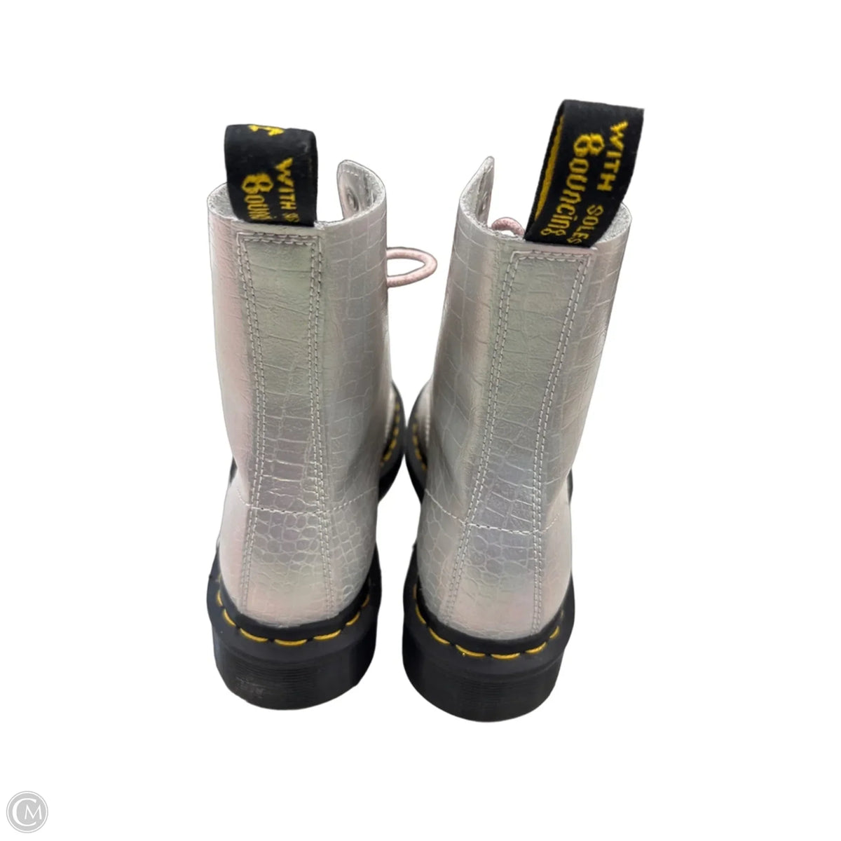 Boots Designer By Dr Martens In Silver, Size: 6