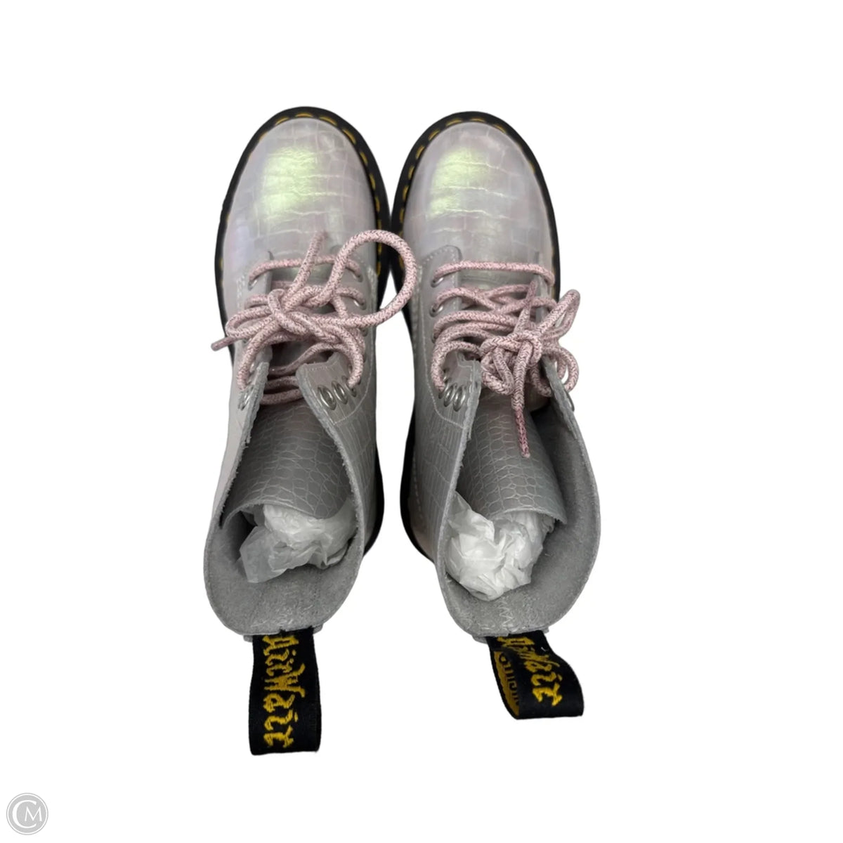 Boots Designer By Dr Martens In Silver, Size: 6
