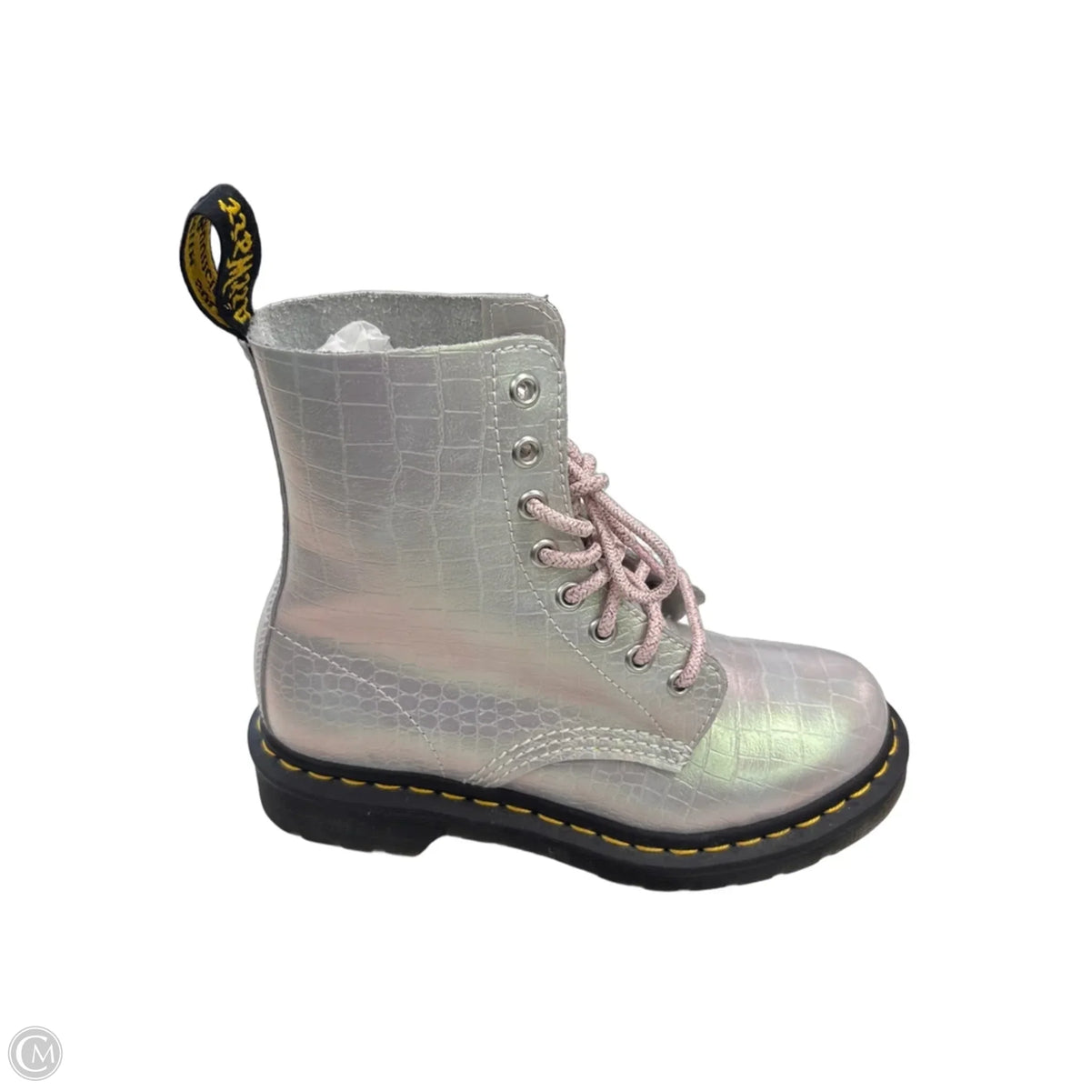 Boots Designer By Dr Martens In Silver, Size: 6