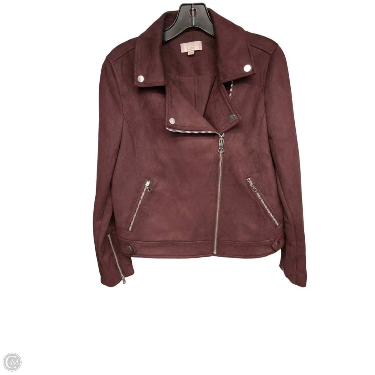 Jacket Moto By Loft In Burgundy, Size: S
